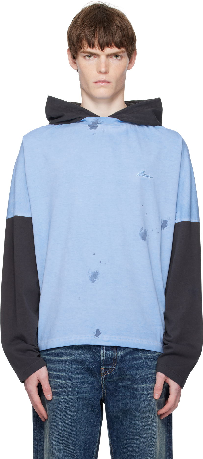 Huppari We11done We11done Painted Long Sleeve Hoodie Sininen | WD-TT2-25-784-U-BL