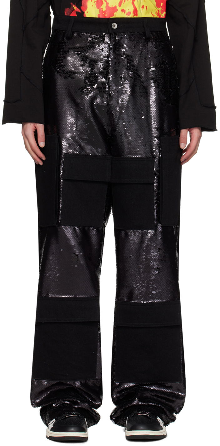 Cargo housut Who Decides War Sequin Pocket Cargo Pants Musta | 1120940002SS24