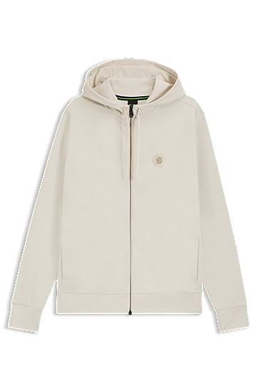 Huppari BOSS Relaxed Fit Cotton Blend Hoodie with Monogram Beige | 50545581