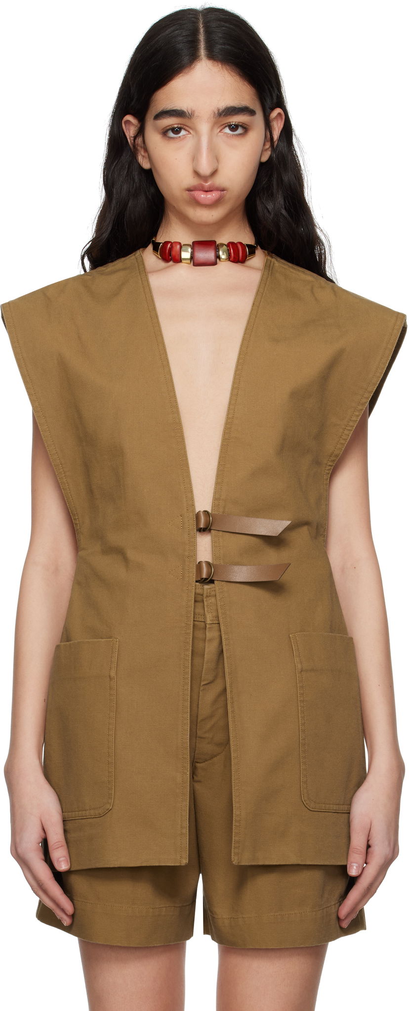 Liivi ISABEL MARANT Isabel Marant Falila Cotton Canvas Vest Ruskea | GI0053FA-C2F01I