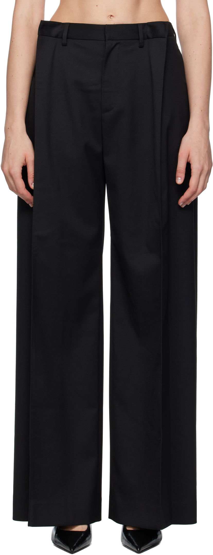 Housut Maison Margiela MM6 Maison Margiela Tailoring Blend Wide-Leg Trousers Musta | S52KA0539 M35227