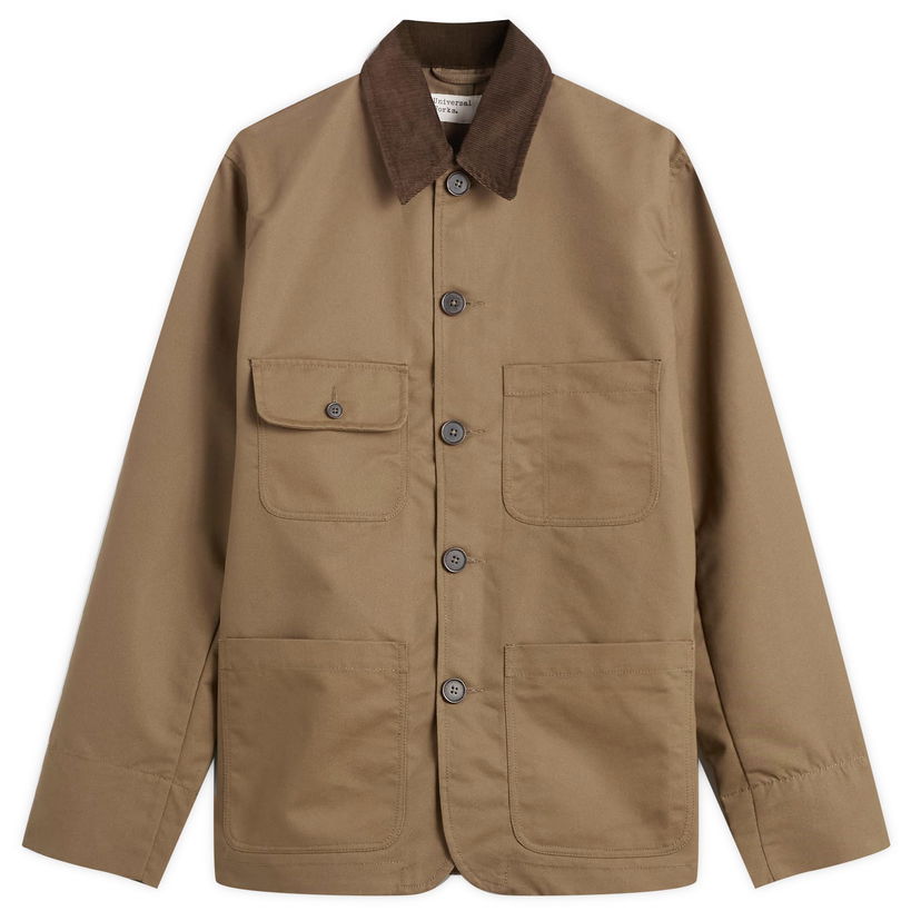 Takki Universal Works Brushed Polytech Merchant Jacket with Corduroy Collar and Patch Pockets Ruskea | 33118-KHK