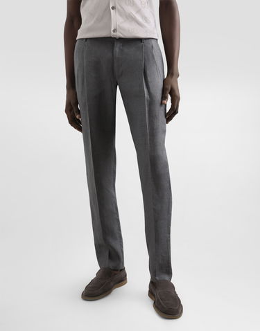 Housut Dolce & Gabbana Dolce & Gabbana Washed Linen Canvas Trousers Harmaa | GP06JTFU4MFN0701, 3