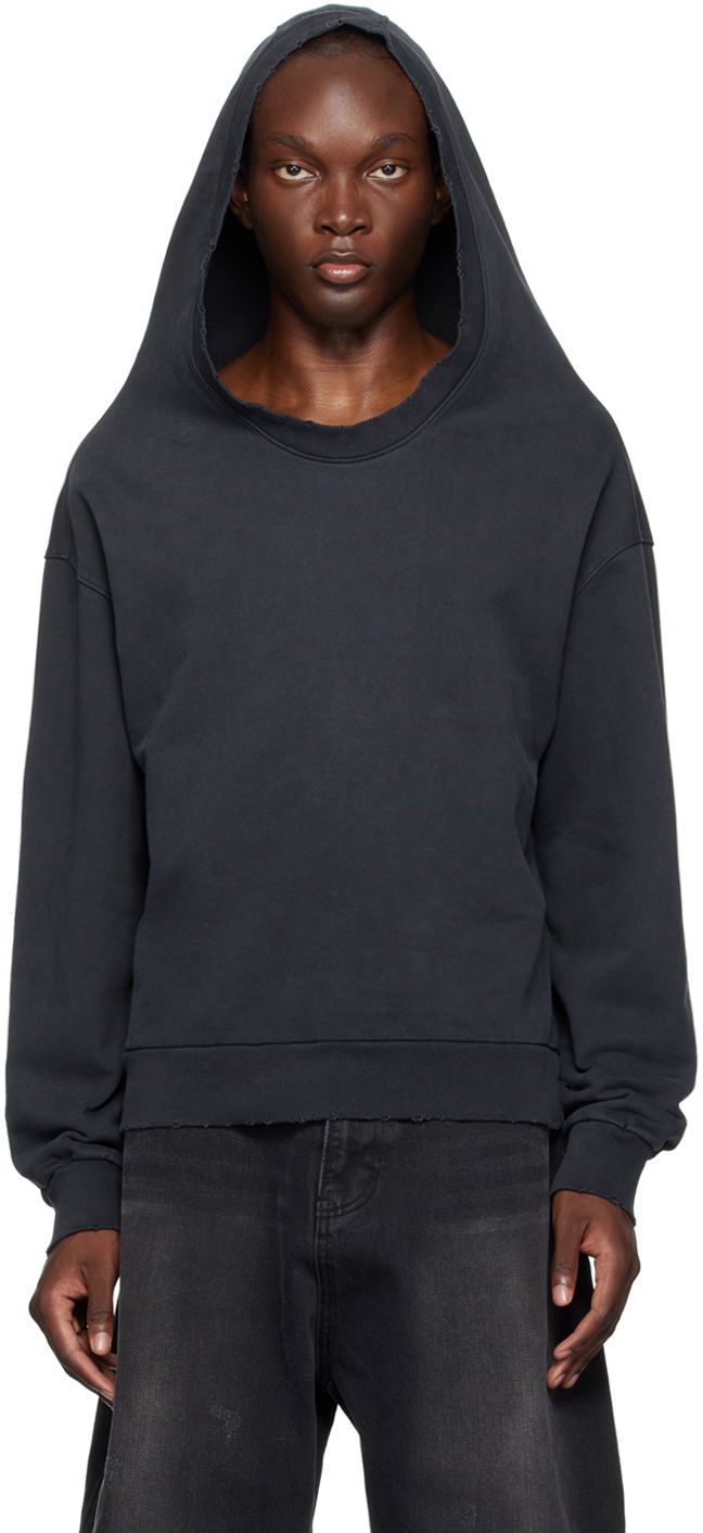 Huppari We11done We11done Wide Neck Hoodie Musta | WD-TH2-24-801-U-BK