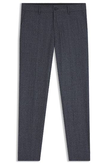 Housut BOSS Slim-Fit Micro-Patterned Virgin Wool Trousers Tummansininen | 50551584