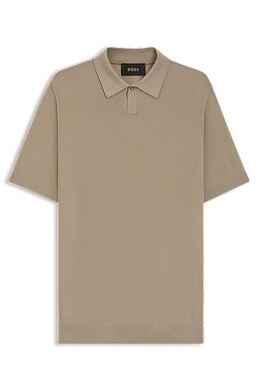 Poolopaita BOSS Merino Wool Knit Polo with Natural Stretch Beige | 50543220