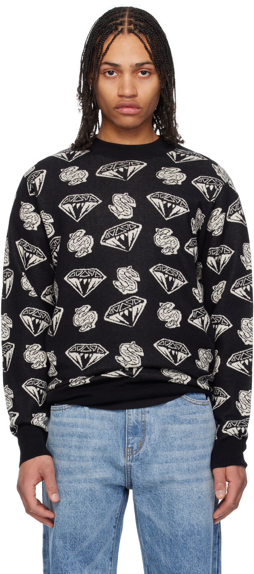 Villapaita BILLIONAIRE BOYS CLUB Diamonds & Dollars Knit Sweater Musta | B25130