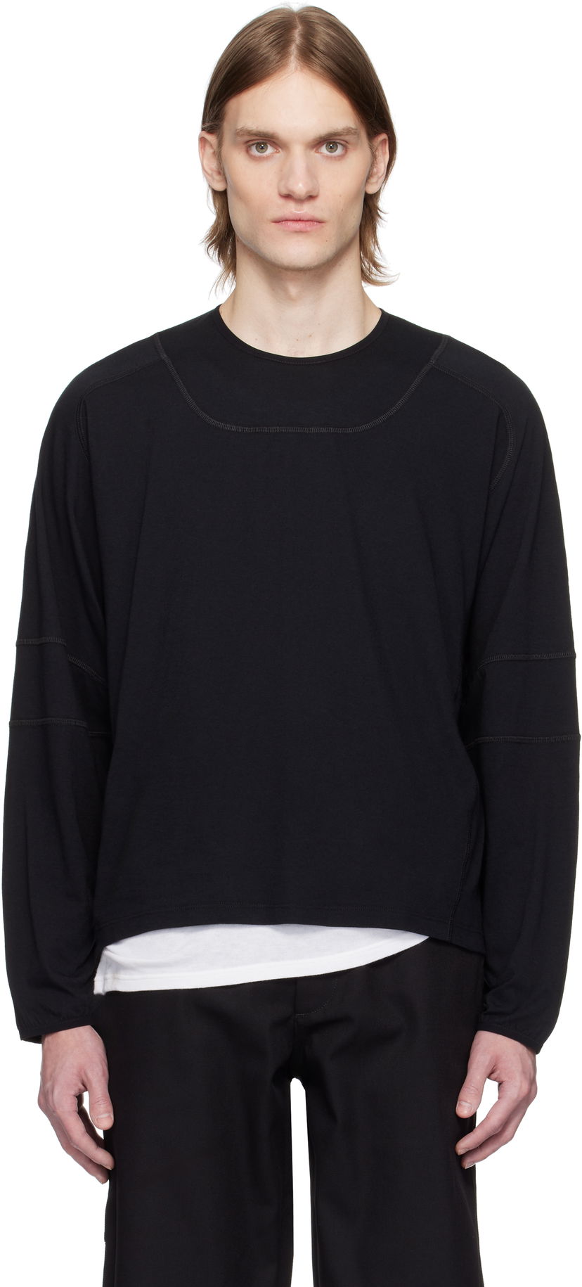 Villapaita GR10K GR10K Light Interlock Long Sleeve T-Shirt Musta | BG823124CO