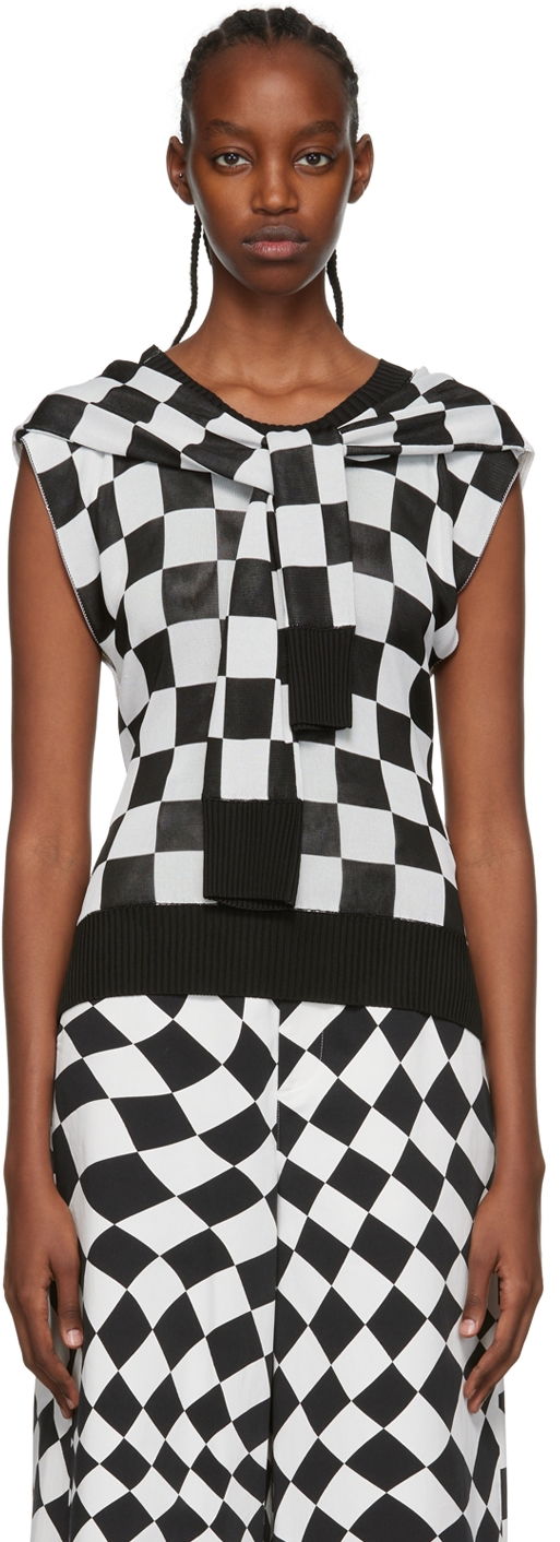 Tankkitoppi Maison Margiela Checkerboard Print Viscose Knit Top Musta | S62HA0058 S17974