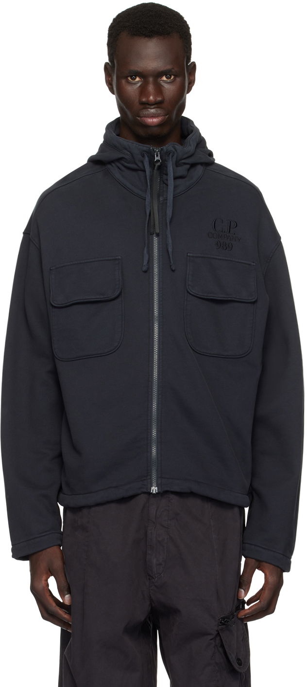 Takki C.P. Company Brushed & Emerized Diagonal Hooded Utility Jacket Musta | 17CMSS021A-006372G, 0