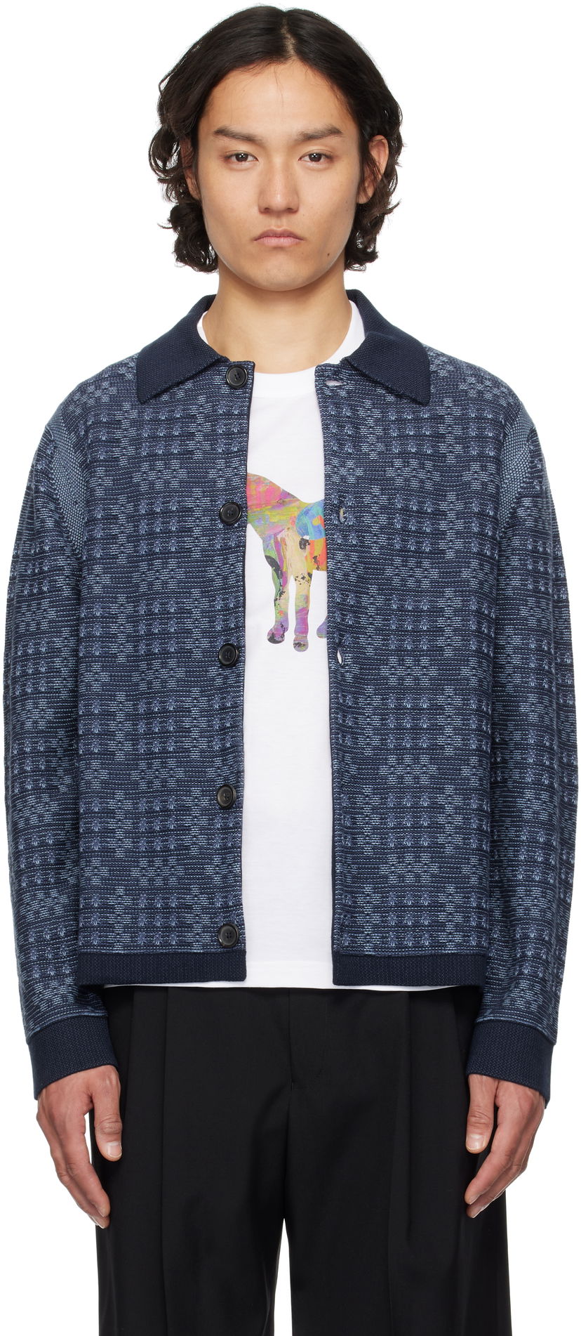 Villapaita Paul Smith PS Paul Smith Geo Cotton Cardigan Sininen | M2R-310Z-P22300-49