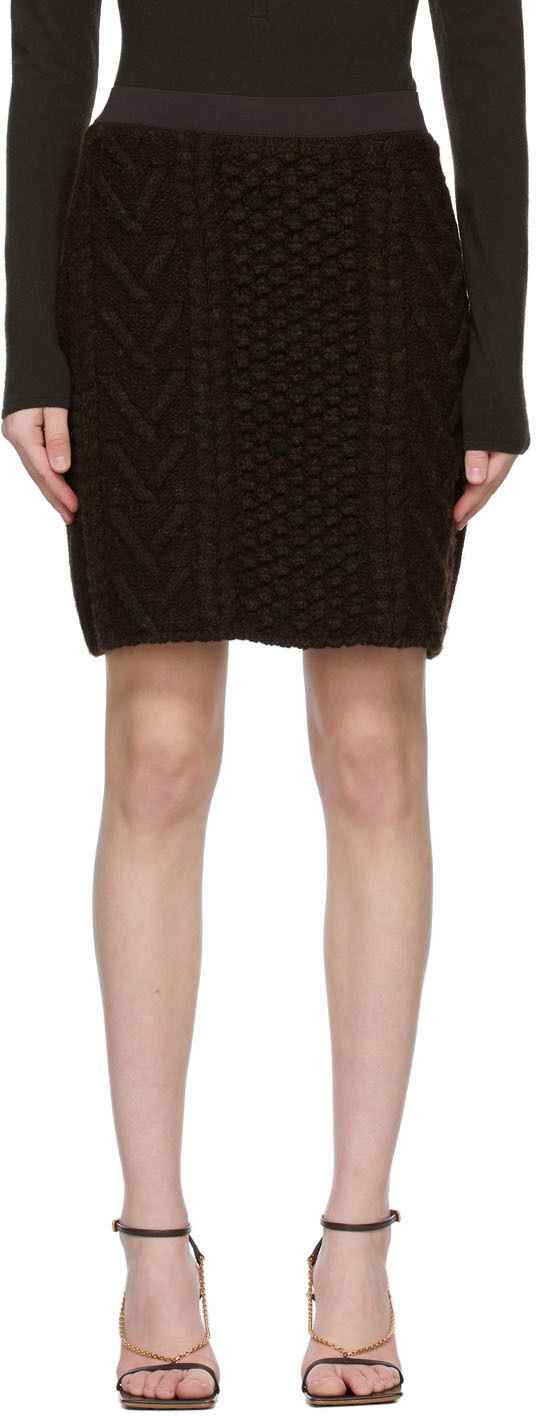 Hame Bottega Veneta Knit Wool Mini Skirt Musta | 651747 V0IL0