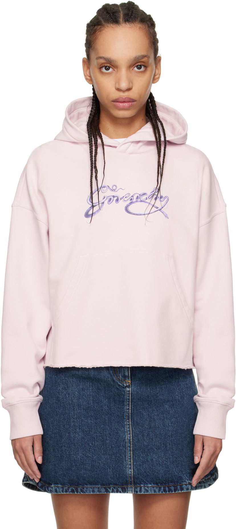 Huppari Givenchy Givenchy Cropped Snake Print Fleece Hoodie Vaaleanpunainen | BWJ03MP705680