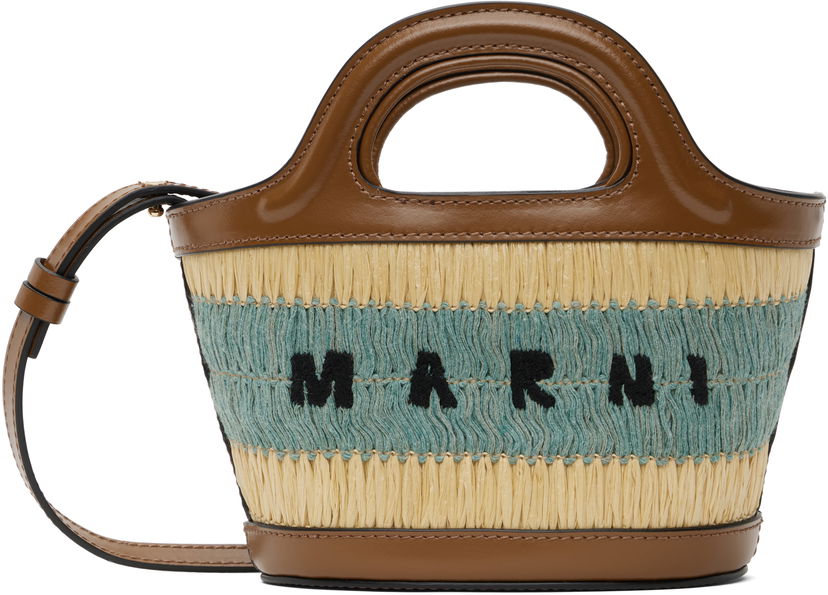 Käsilaukku Marni Marni Raffia Tropicalia Micro Tote Bag Ruskea | BMMP0067Q8 P8273