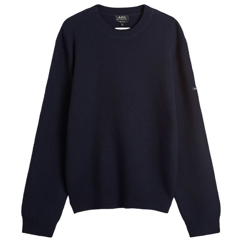 Villapaita A.P.C. Men's Thomas Waffle Knit Jumper, Size Small Tummansininen | WVBCZ-H23434-IAK