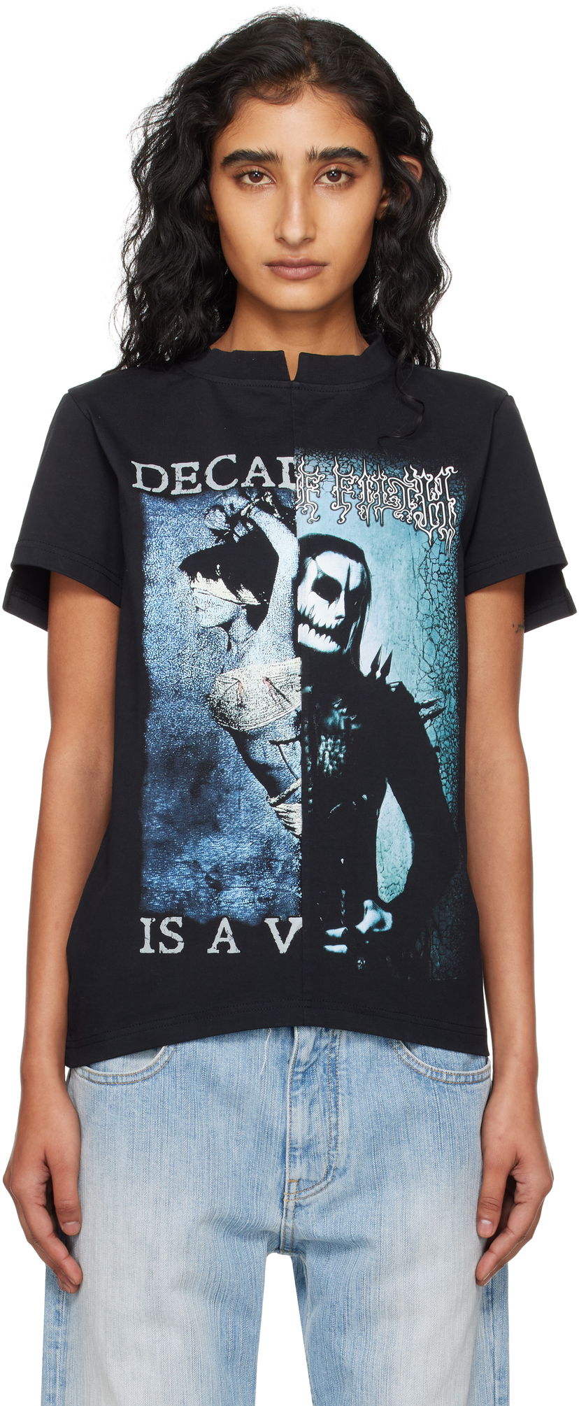 T-paita VETEMENTS VETEMENTS Cradle of Filth Cut-Up Fitted T-Shirt Musta | WCF76TR960BB