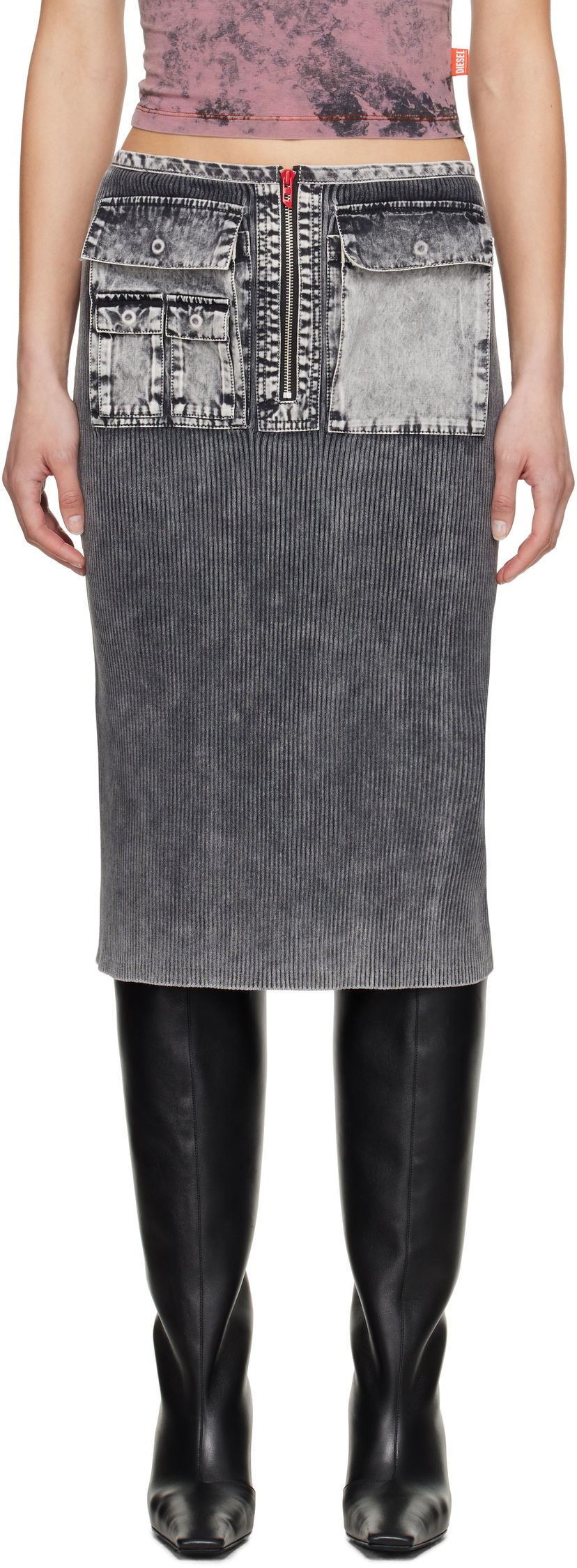 Hame Diesel Diesel M-Meryn Midi Skirt Harmaa | A17470 0QMAN