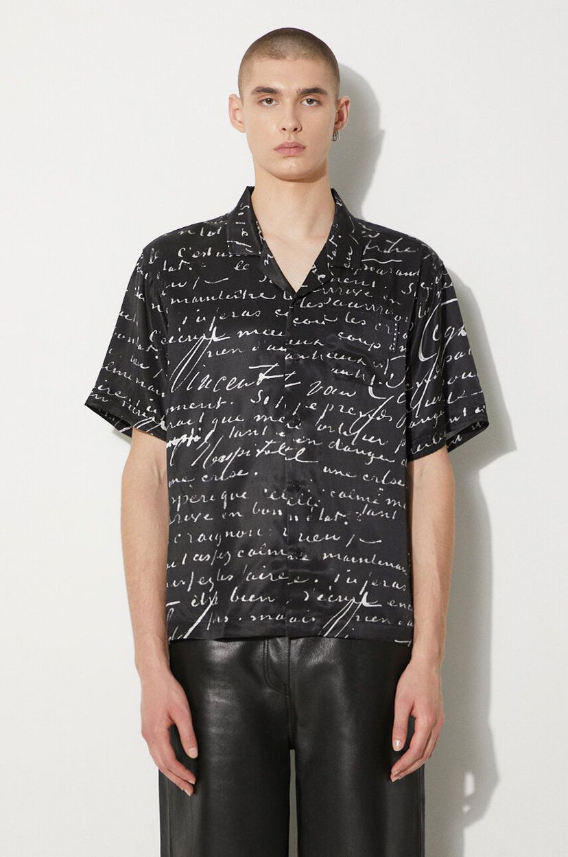 Paita Stampd STAMPD Letter Camp Collar Buttondown Shirt Musta | SLA.M3427BD.BLL