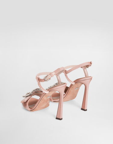 Asusteet Dolce & Gabbana Dolce & Gabbana Velvet Sandals With Crystal Buckle Vaaleanpunainen | CR1792A9S2089077, 2