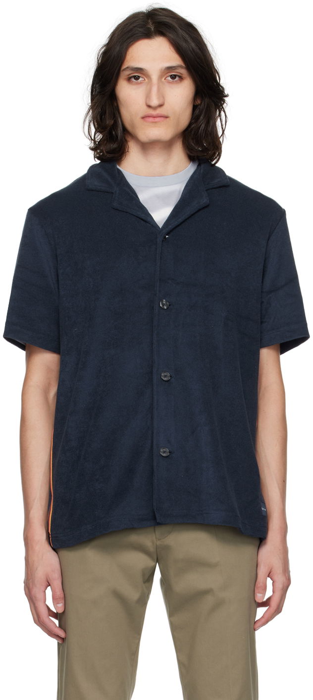 Paita Paul Smith Paul Smith Artist Stripe Resort Shirt Tummansininen | M1A-594-MU477-48