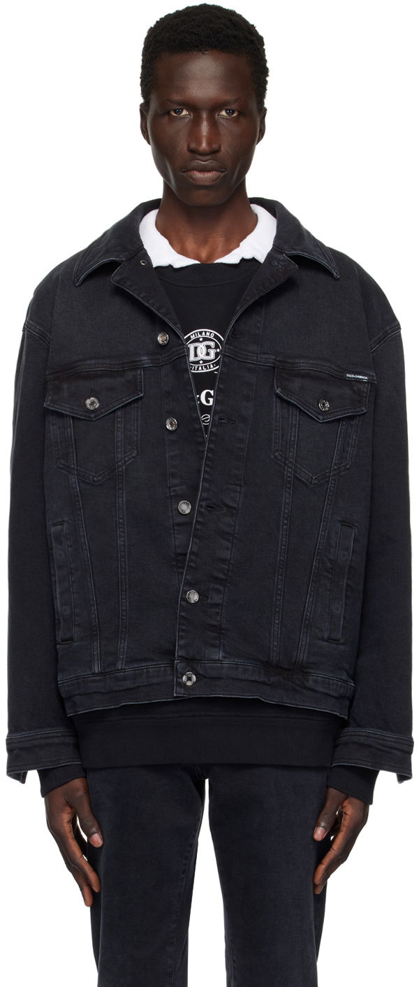 Takki Dolce & Gabbana Faded Denim Jacket Musta | G9NL5DG8GW6