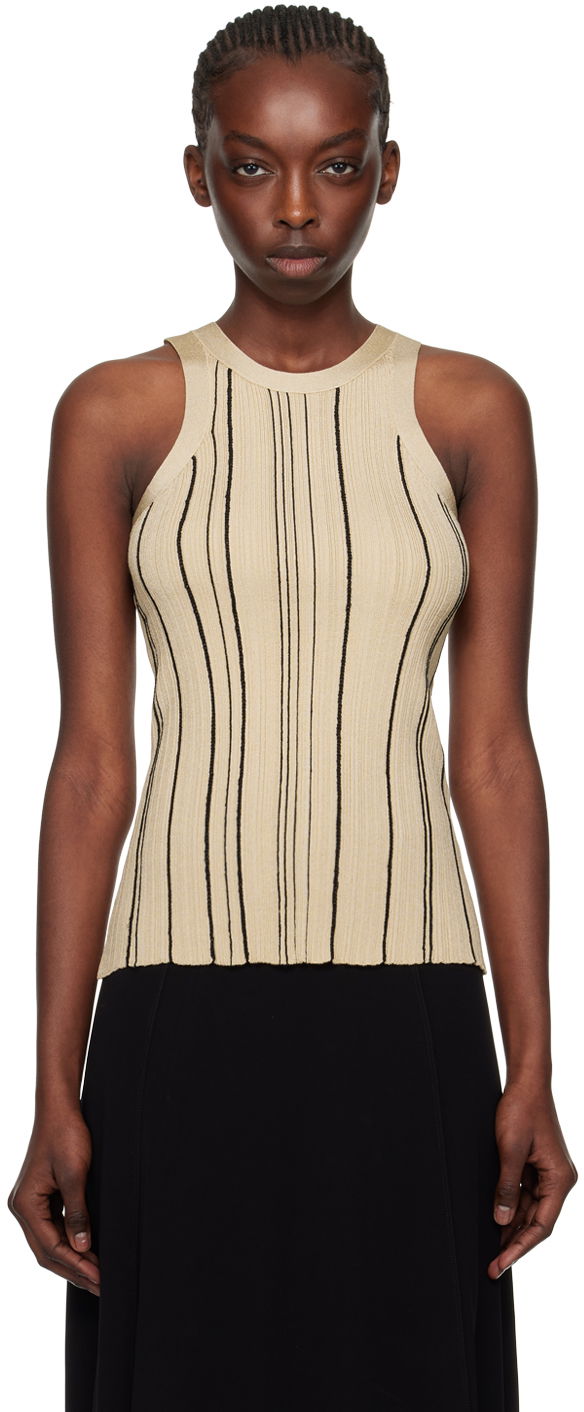 Tankkitoppi TOTEME TOTEME Braid Rib Tank Top Beige | 242-WRT2292-YA0044