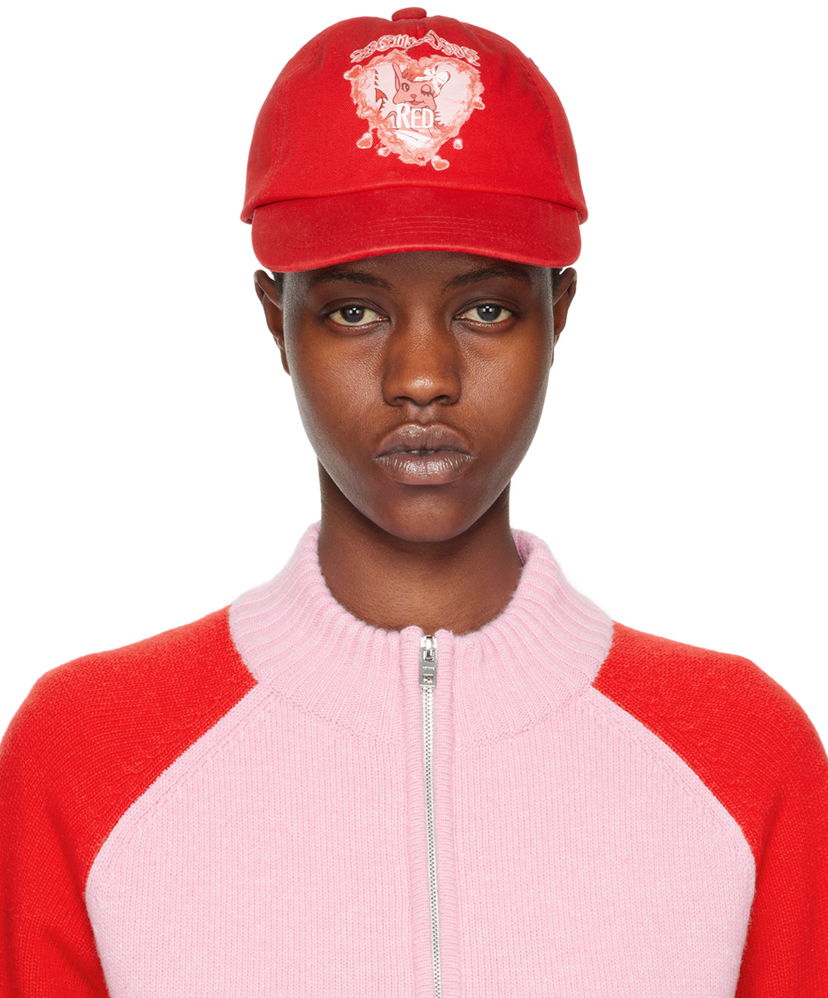 Korkki We11done Character Print Baseball Cap Punainen | WD-AH0-24-402-U-RD