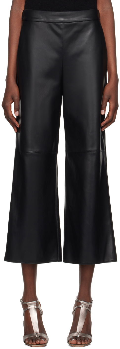 Housut Max Mara Max Mara Luciana Leather Wide-Leg Culottes Musta | 2429786031600