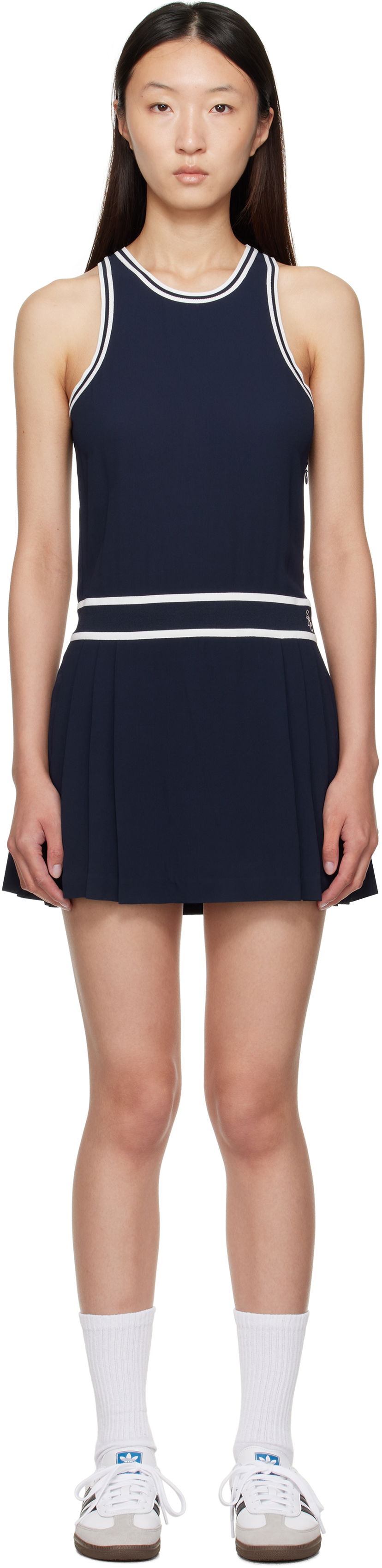 Mekko Sporty & Rich Sleeveless Pleated Phoebe Minidress Tummansininen | DR004602302BL83