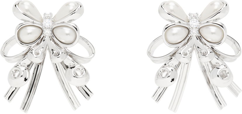 Korvakorut SHUSHU/TONG SHUSHU/TONG YVMIN Edition Pearl and Crystal Bow Earrings Valkoinen | 24714SLV00DN2