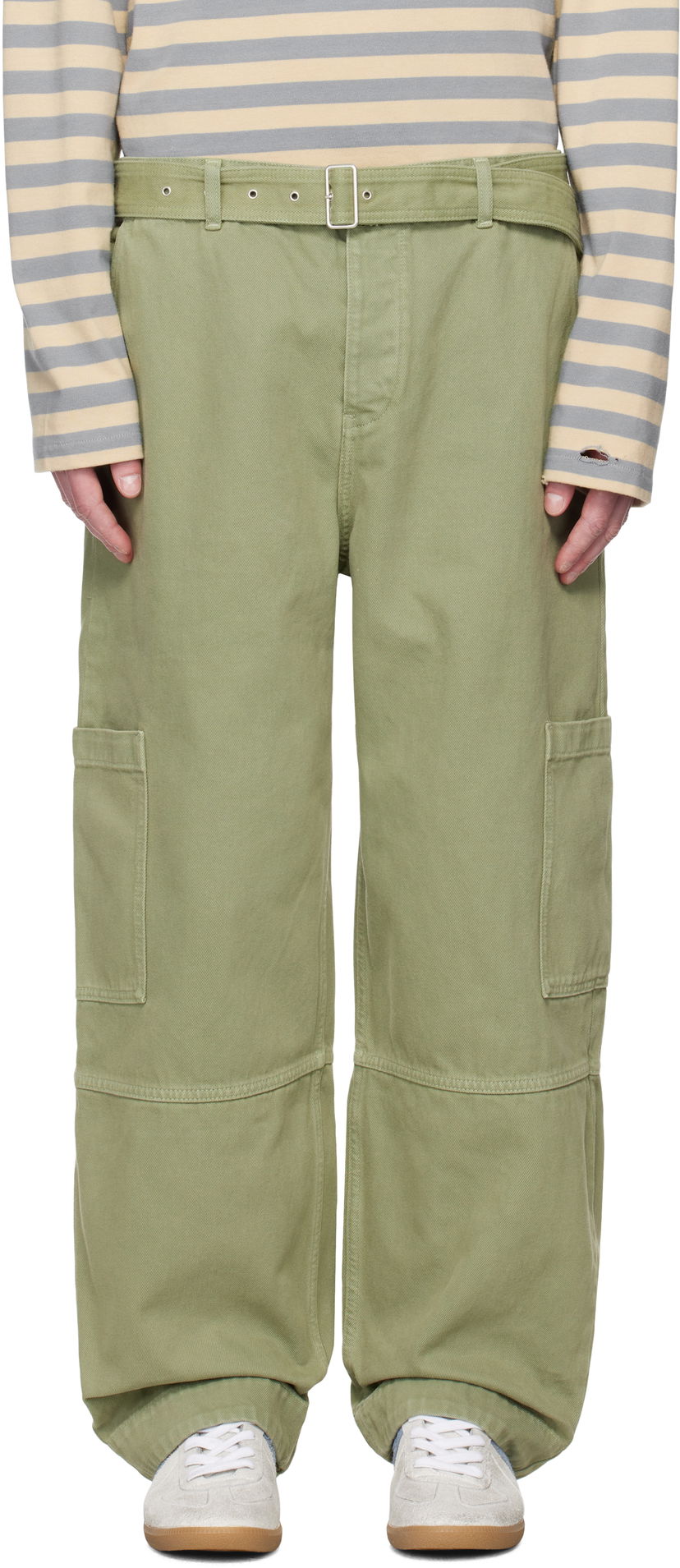 Cargo housut MAISON KITSUNÉ Belted Utility Denim Cargo Pants Vihreä | OM01104WD4012