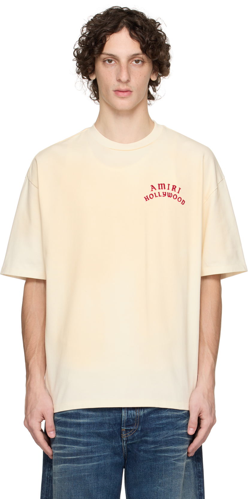 T-paita AMIRI AMIRI 'AMIRI Hollywood' Oversized T-Shirt Beige | AMJYTE1204
