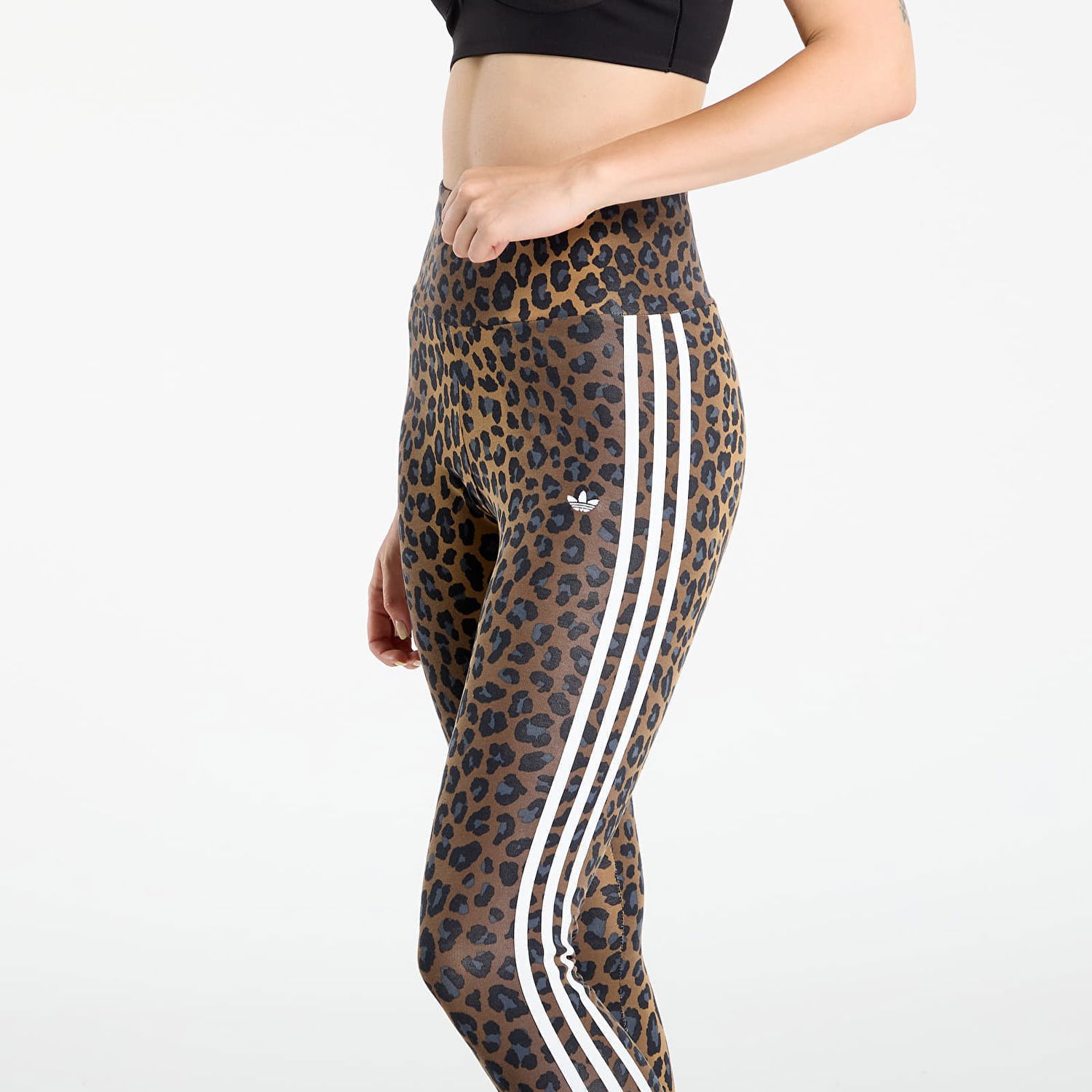 Leggingsit adidas Performance 3-Stripes Leopard Print Leggings Ruskea | JW7308, 1