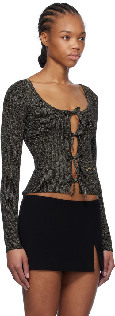 Villapaita GANNI GANNI Sparkle Tie String Cardigan Musta | K2358, 1