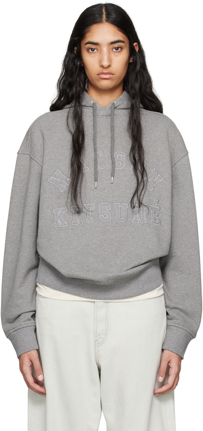 Huppari MAISON KITSUNÉ Varsity Print Hoodie Harmaa | NM00702KM0326