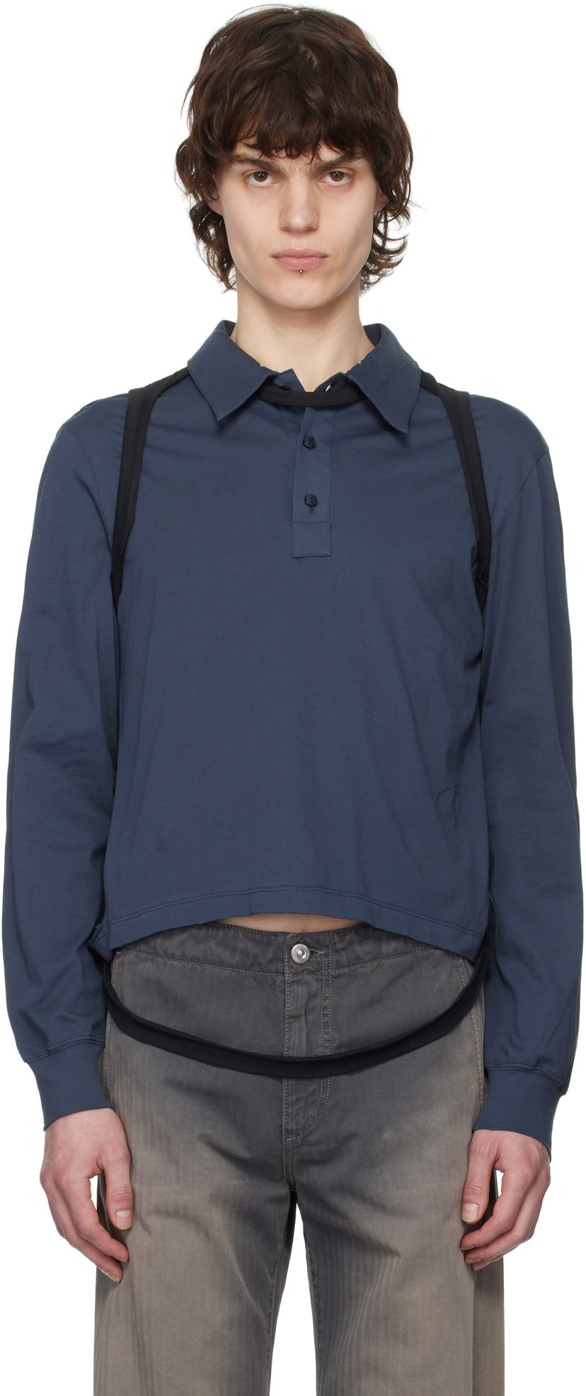 Poolopaita Eckhaus Latta Eckhaus Latta Navy Cropped Polo Sininen | 1202-EL-PS25-B - BLACKBERRY