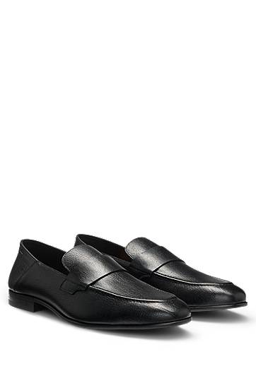 Tennarit ja kengät BOSS Tumbled Leather Penny Loafers Musta | 50548074