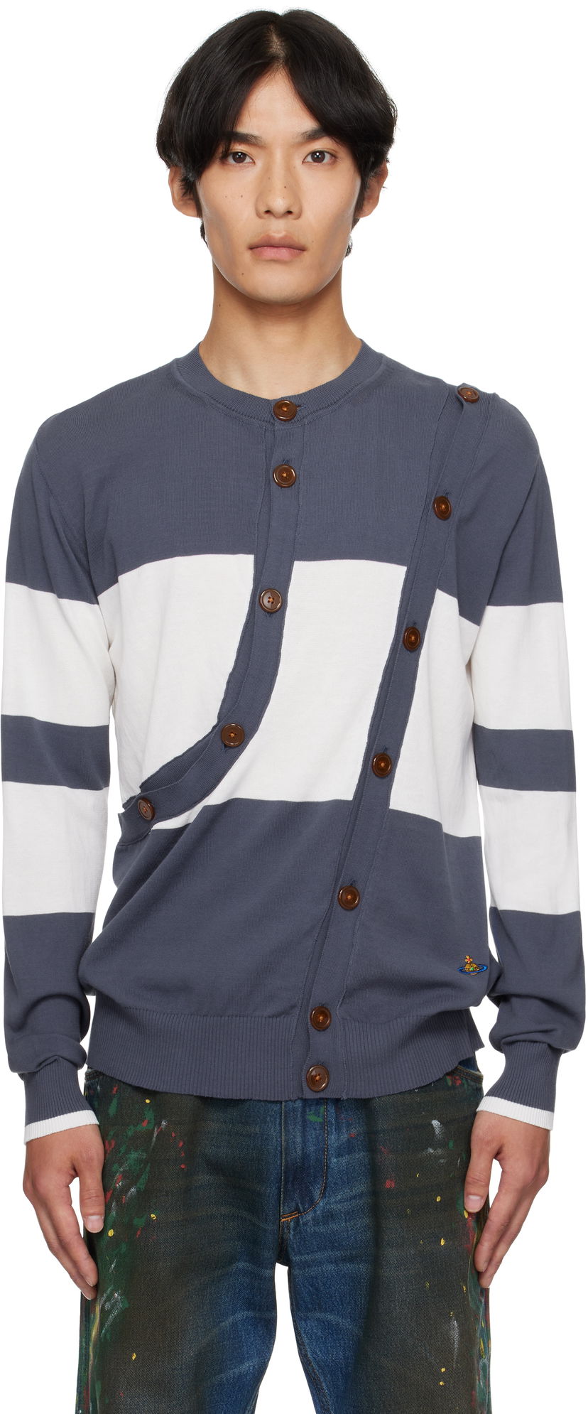 Villapaita Vivienne Westwood Vivienne Westwood Ollie Striped Cardigan Tummansininen | 2701002H-Y003F-