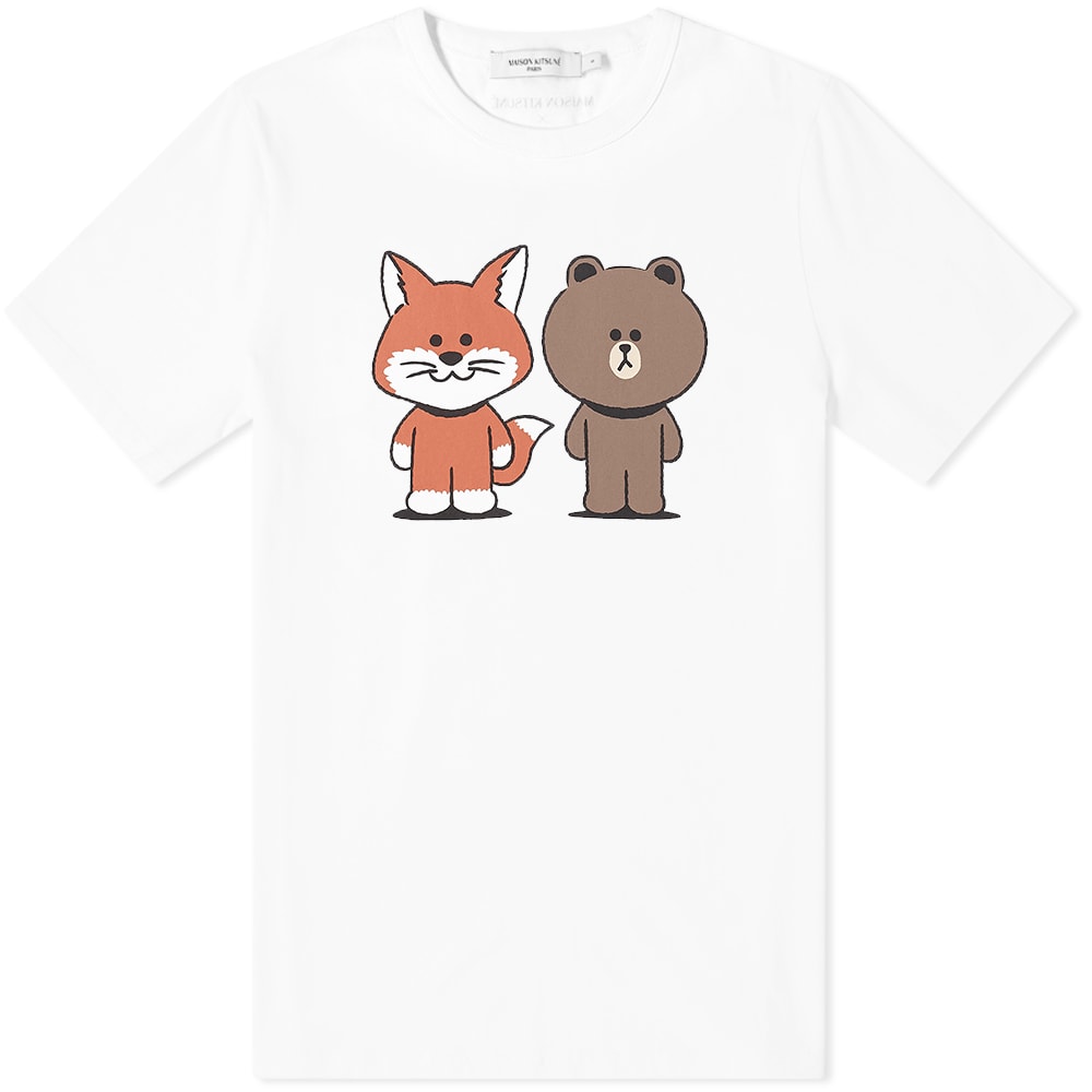 T-paita MAISON KITSUNÉ Line Friends x Kitsune Big Print Tee Valkoinen | SPLNU00100-WH, 0