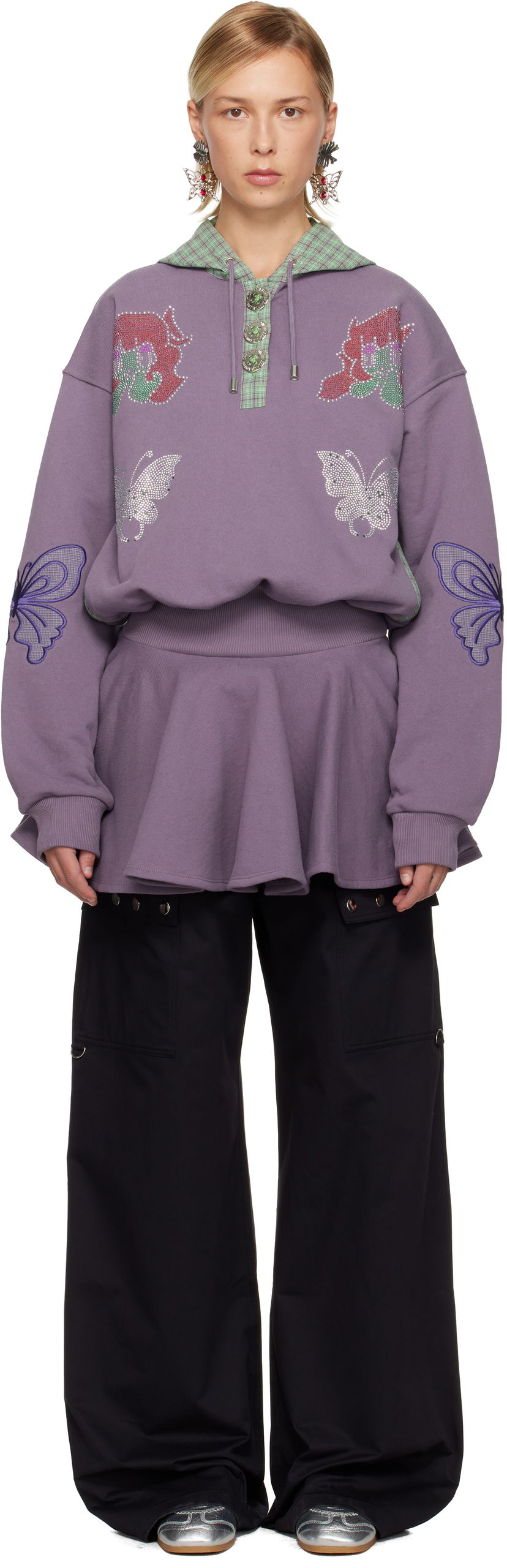 Mekko Chopova Lowena Chopova Lowena Quimby Embellished Flounced Hooded Dress Violetti | 1346