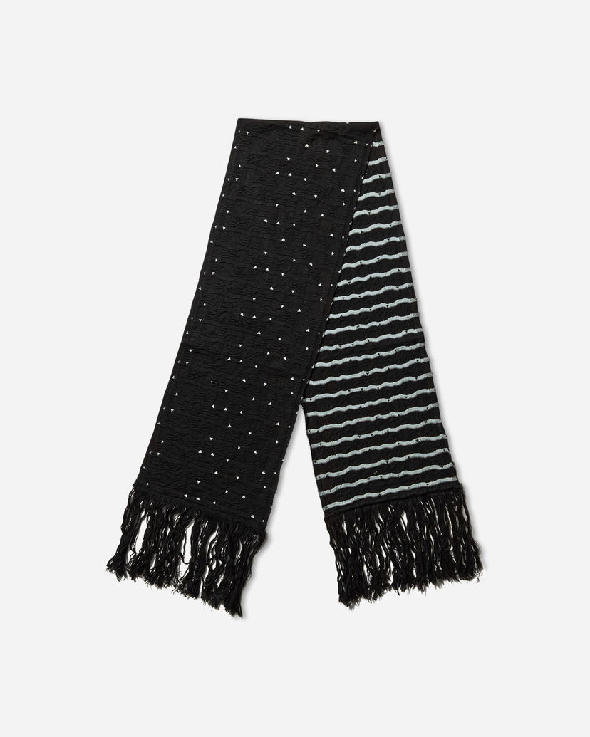 Huivi KIKO KOSTADINOV Tarr Night Sky Textured Patterned Scarf with Fringe Musta | KKAW25KN09 112