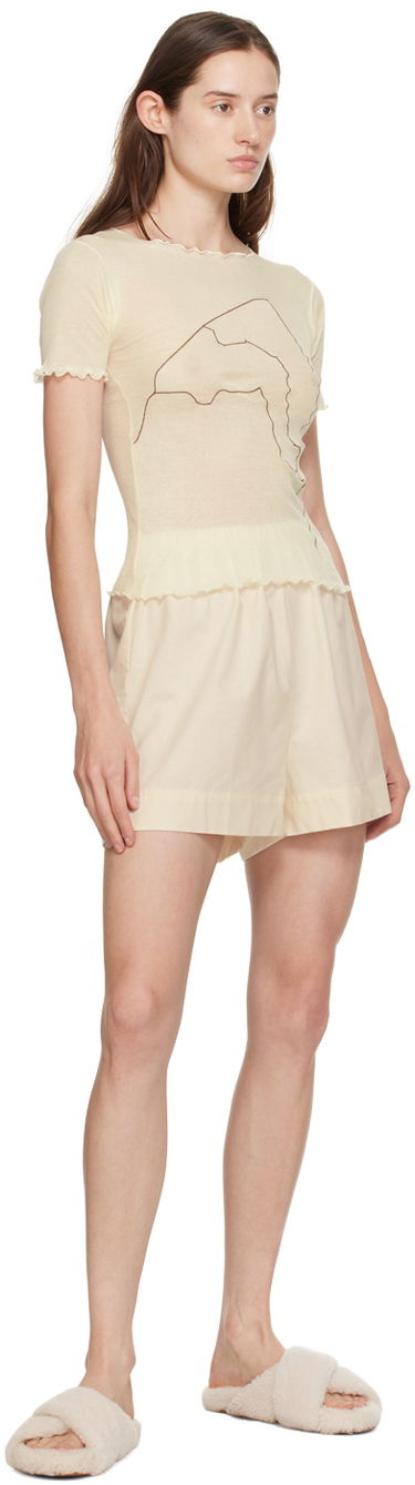 T-paita Baserange Baserange Aroostook Lettuce Edge T-Shirt Beige | TOAR-CG-000, 3