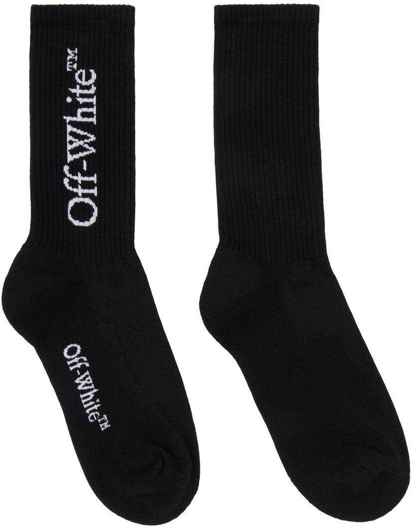 Sukat Off-White Off-White Mid Calf Socks with Logo Musta | OMRA085C99KNI0011001
