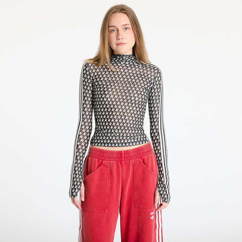 Crop top adidas Originals adidas x Avavav Mesh Aop Long Sleeve Top Musta | JP4854