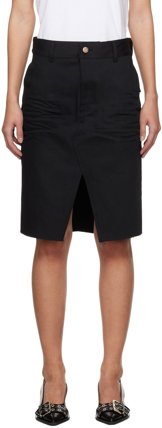 Hame We11done We11done Raw Edge Midi Skirt Musta | WD-DS0-24-303-W-BK