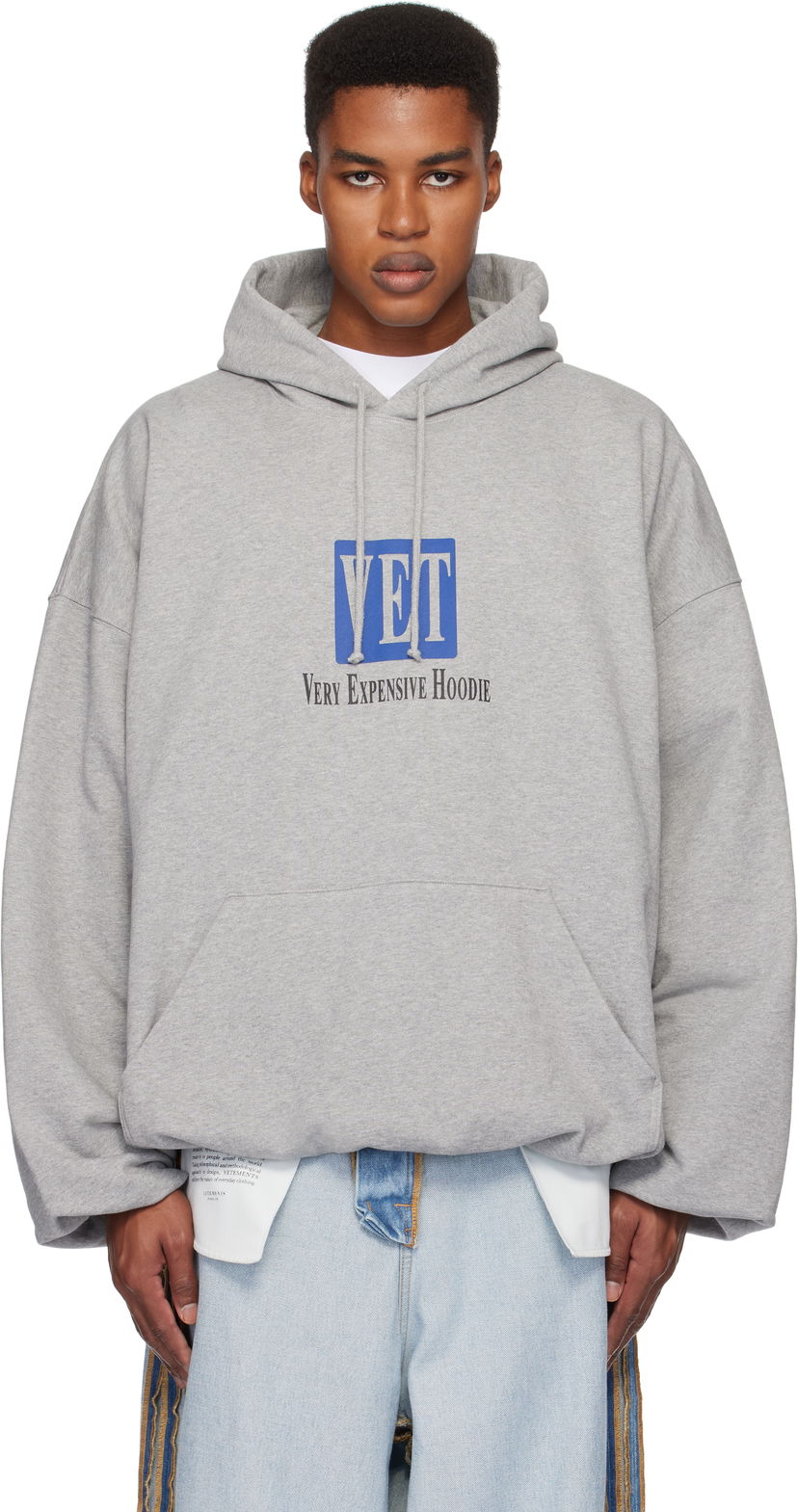 Huppari VETEMENTS 'VET' Cropped Boxy Hoodie Harmaa | UA66HD640G
