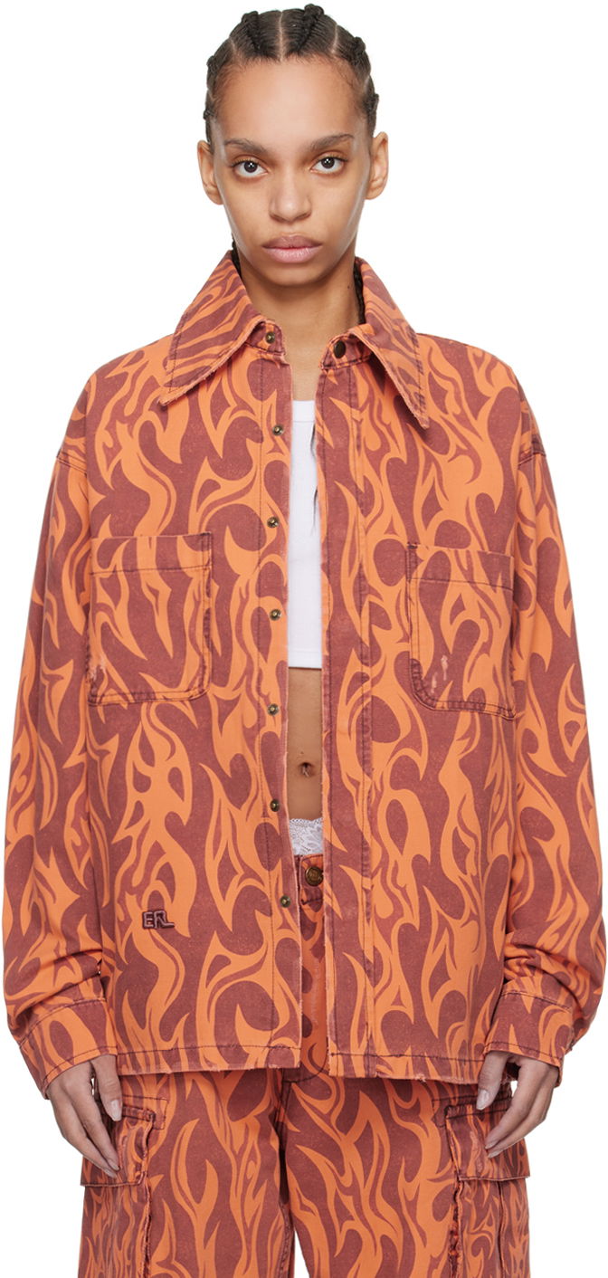 Paita ERL ERL Flame Print Jacket Oranssi | ERL08J012