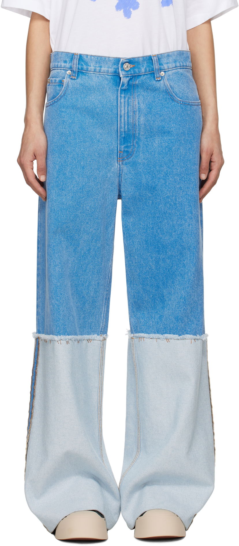 Jeans Marni Marni Two-Tone Wide Leg Jeans Sininen | PAJD0559A0 USCW91