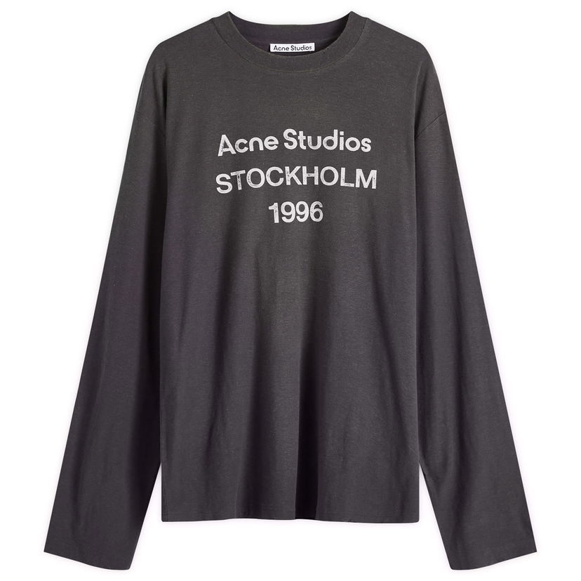 T-paita Acne Studios Edden 1996 Logo Long Sleeve T-Shirt Musta | CL0197-BM0