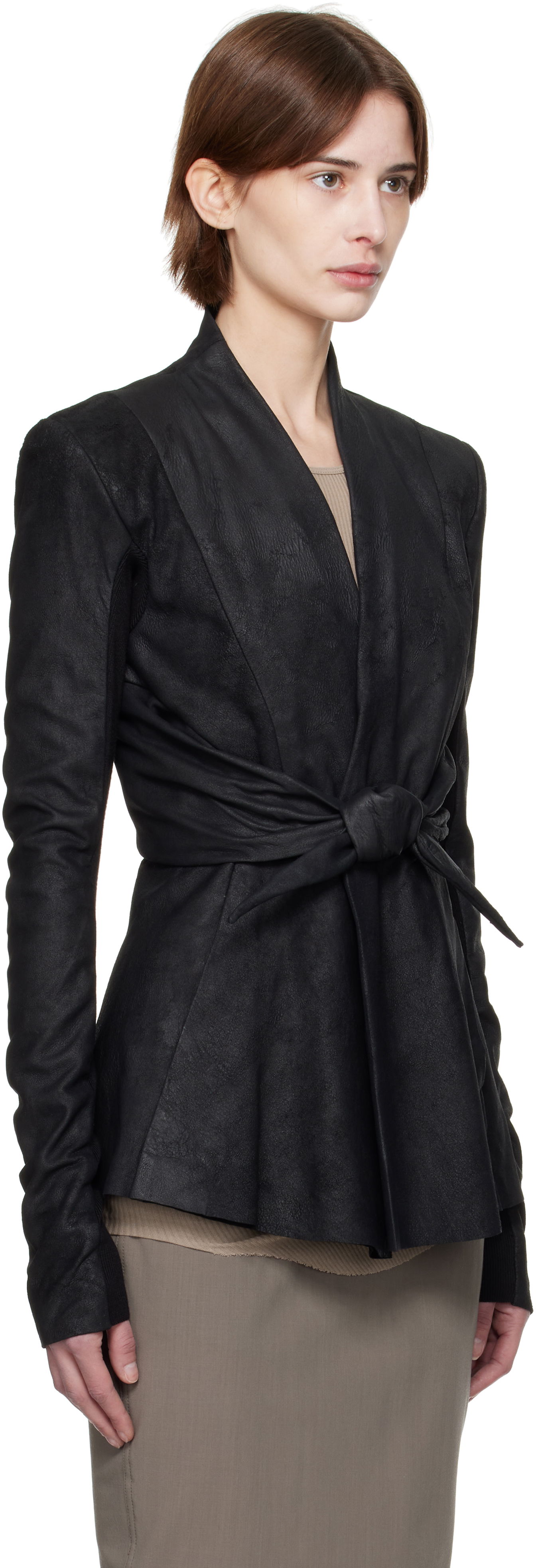 Takki Rick Owens Rick Owens Hollywood LS Strutter Leather Jacket Musta | RP01E7700 LBA, 1